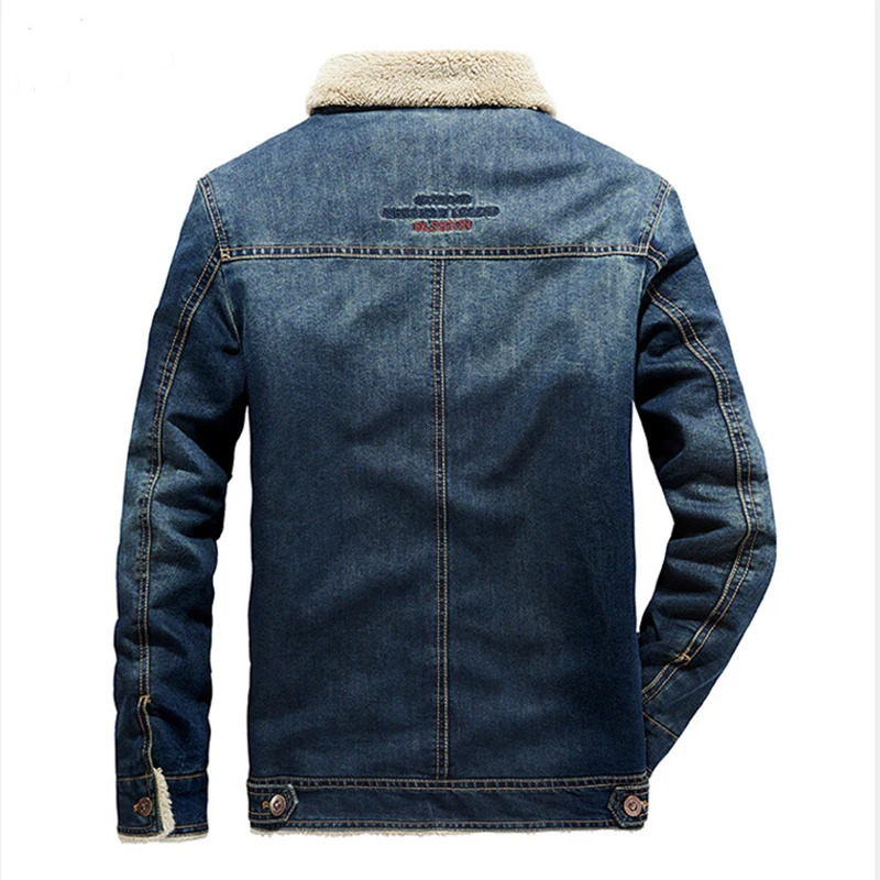 mens winter casual denim warm fur collar jacket fashion clothing lapel single chest autumn retro Parkas 241007