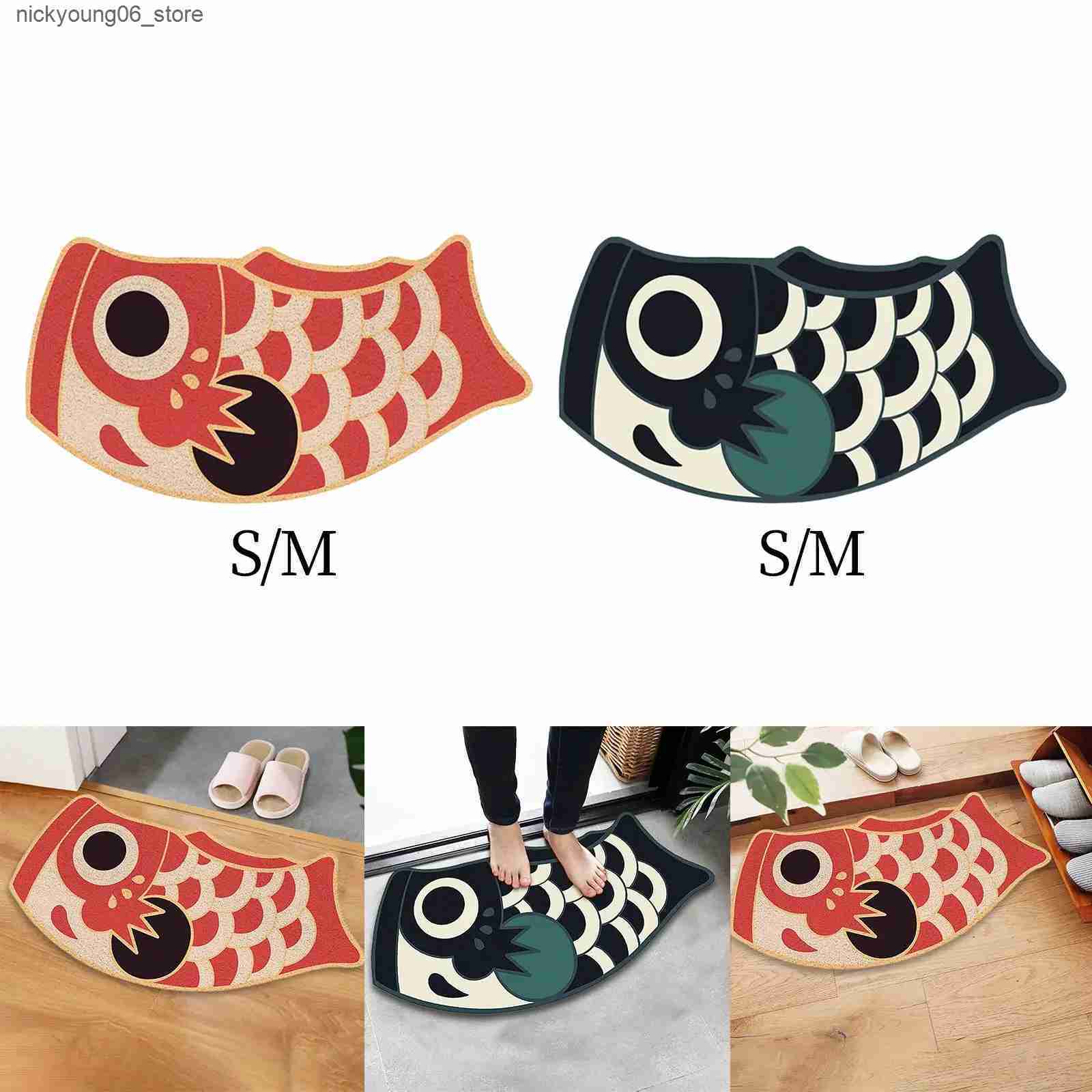 Non-Slip Bath Mats Japanese Koi Outdoor Mat Runner Carpet Soft Floor Carpet Cute Gift Welcome Rug for Laundry Living Room Entrance Hallway Office L240