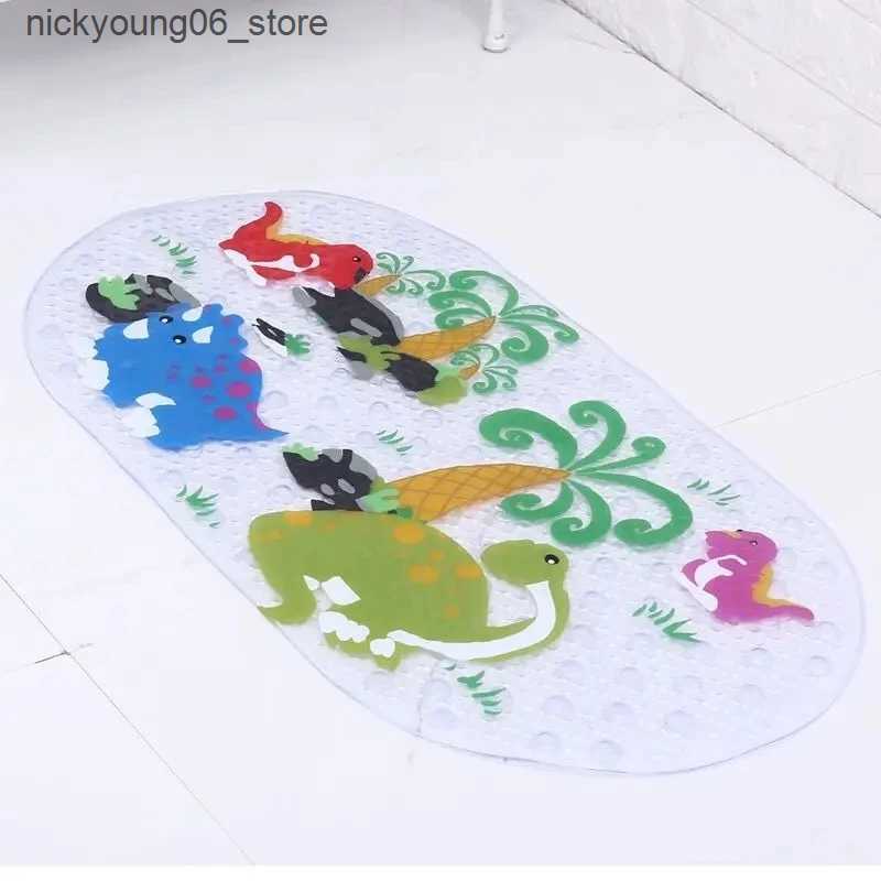 Non-Slip Bath Mats 38x70 CM Oval Newborn Bathroom Anti-slip Foot Pad Household Cartoon Animal Pattern Floor Mat PVC Infant Natatorium Floor Mat L24091