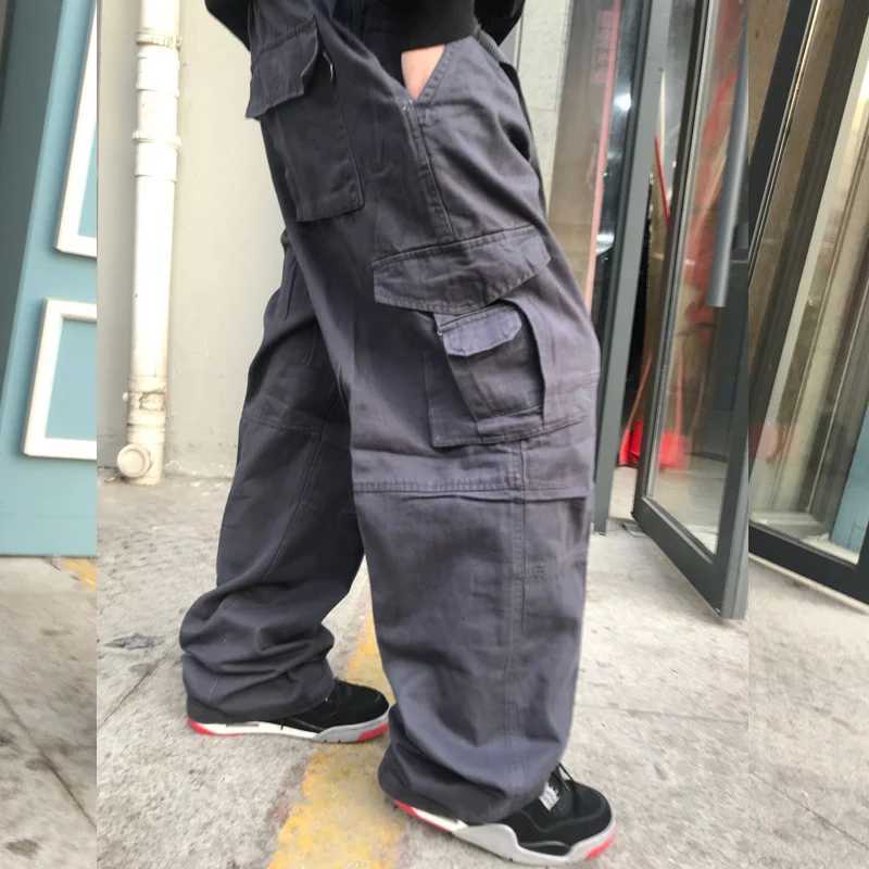 150kg plus size chubby mens work cargo pants mens loose multi pocket casual straight sports pants outdoor tactical bag pants W241009
