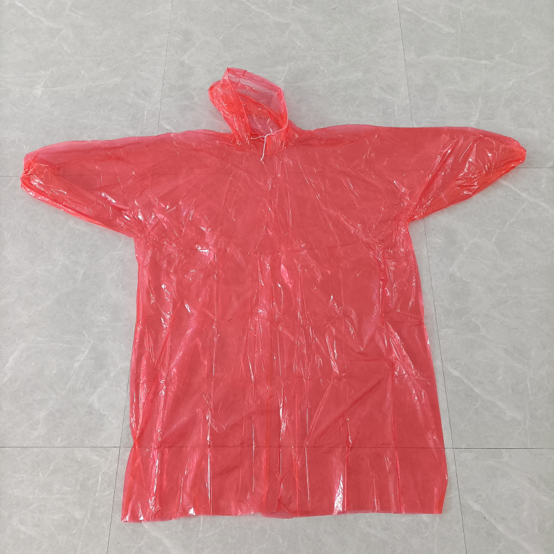Impermeable disposable PE raincoat long sleeved hooded rainproof EVA raincoat