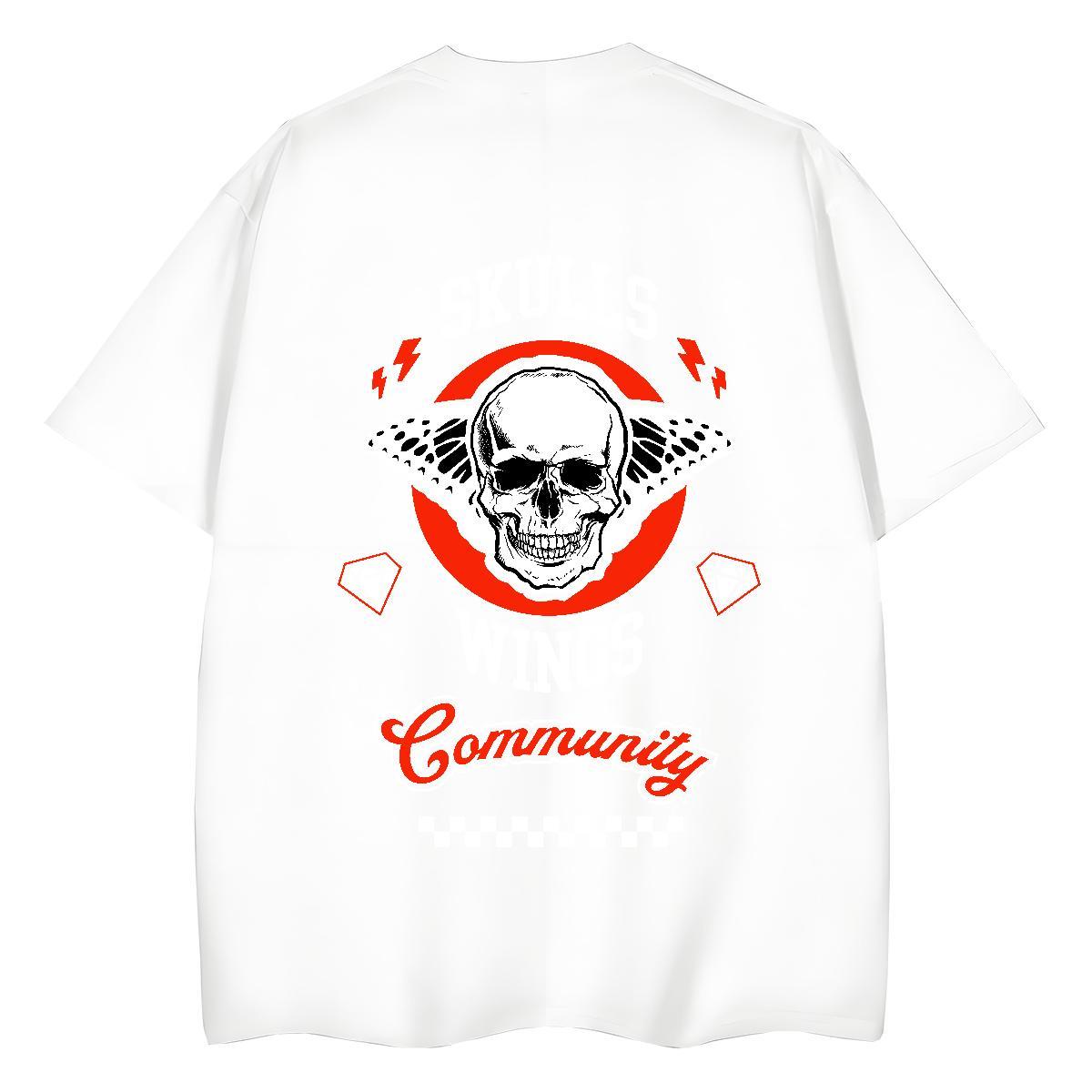 Brand T-Shirts 230g Pure Cotton Round Neck Short Sleeve Sport skull Couples T Shirts Popular Oversized Tshirts