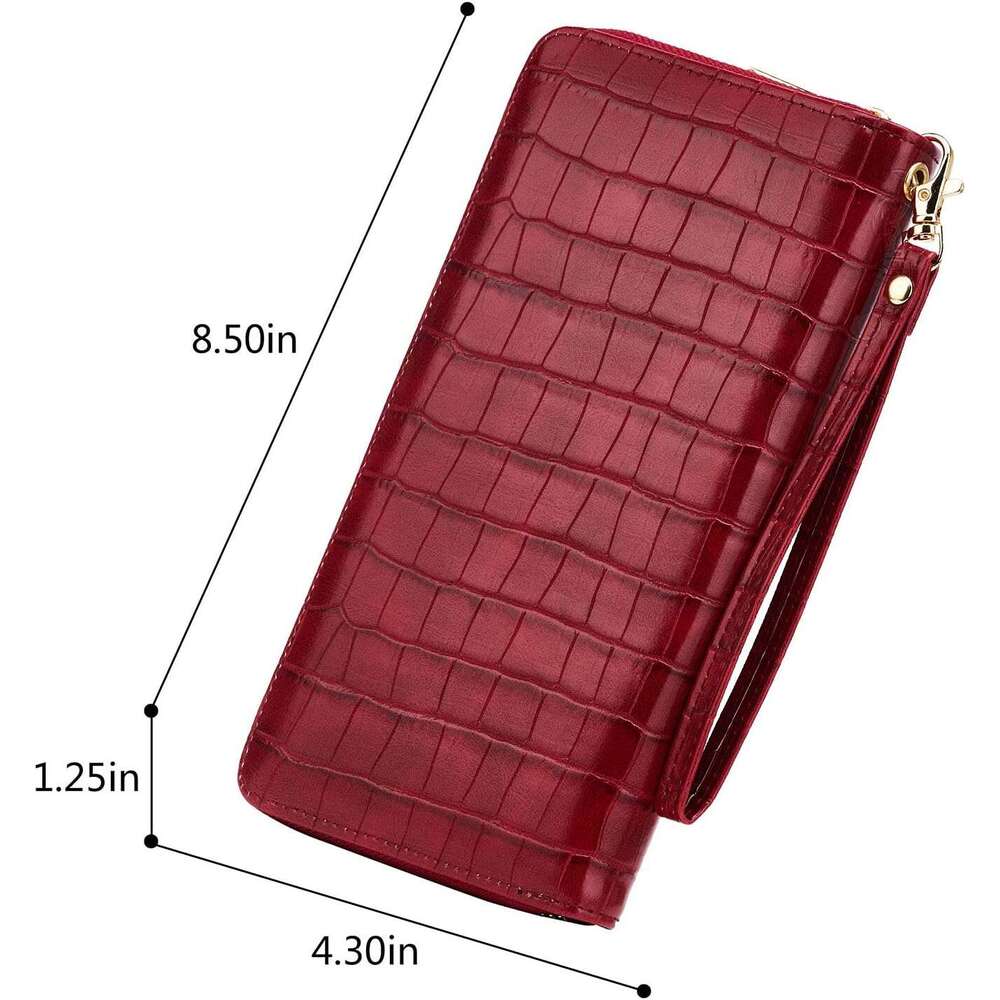 Women's RFID Blocking PU Leather Zip Around Wallet Clutch Large Travel Purse