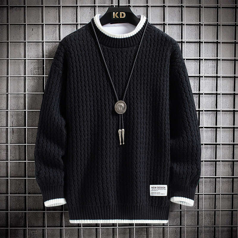 Autumn And Winter Sweaters For Men, Korean Style Trendy Solid Color Woolen Clothes, Loose Autumn And Winter Round Neck Jackets, Knitted Sweaters For M