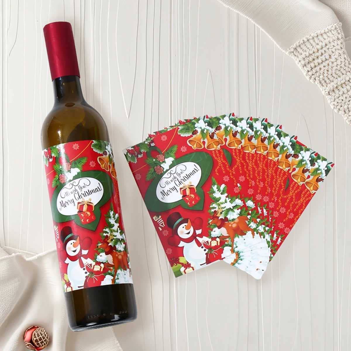 Christmas Wine Stickers Decoration Merry Christmas Home Decoration 2024 Wine Stickers Christmas Celebration Navidad New Year Gifts 2025 W241008