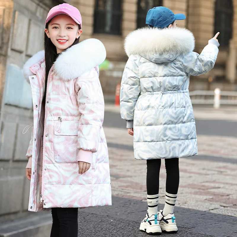 Down Coat 2024 Winter Thicken warm Down jacket s toddler girl clothes Parka Hooded Children clothing Outerwear snow suit faux fur coat H241010
