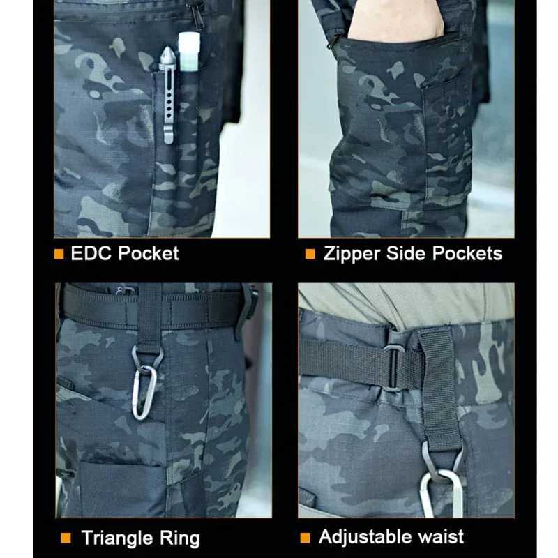 Mens hunting pants tactical cargo pants mostly pocket waterproof and tear resistant hiking training troops brand new joggers W241009