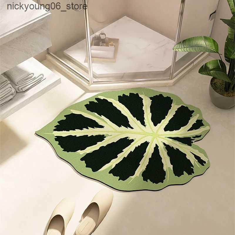 Non-Slip Bath Mats Green Leaf Bath Mat Absorbent Bathroom Floor Foot Mats Carpet Anti-Slip Room Rugs Toilet Shower Pad Entrance Door Mat L240910
