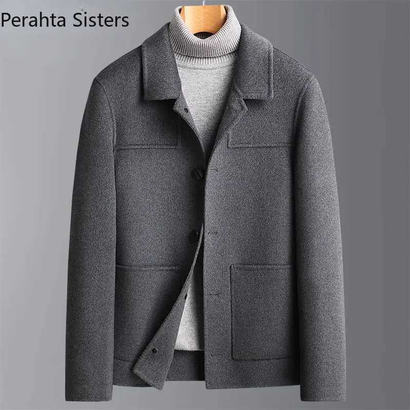Brand Top Quality 67.9% Wool Mens Blazer Woolen Suit Jacket Men Short Style Solid Color Business Casual Male Spring Winter Coat LX241010