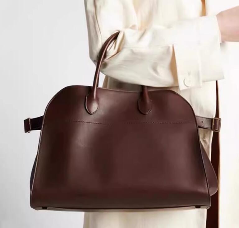 Margaux15 Cowhide Retro Large-capacity Tote Versatile Commuter Shoulder Womens Soft Genuine Leather Boston Bag For Storage Handbag 9013