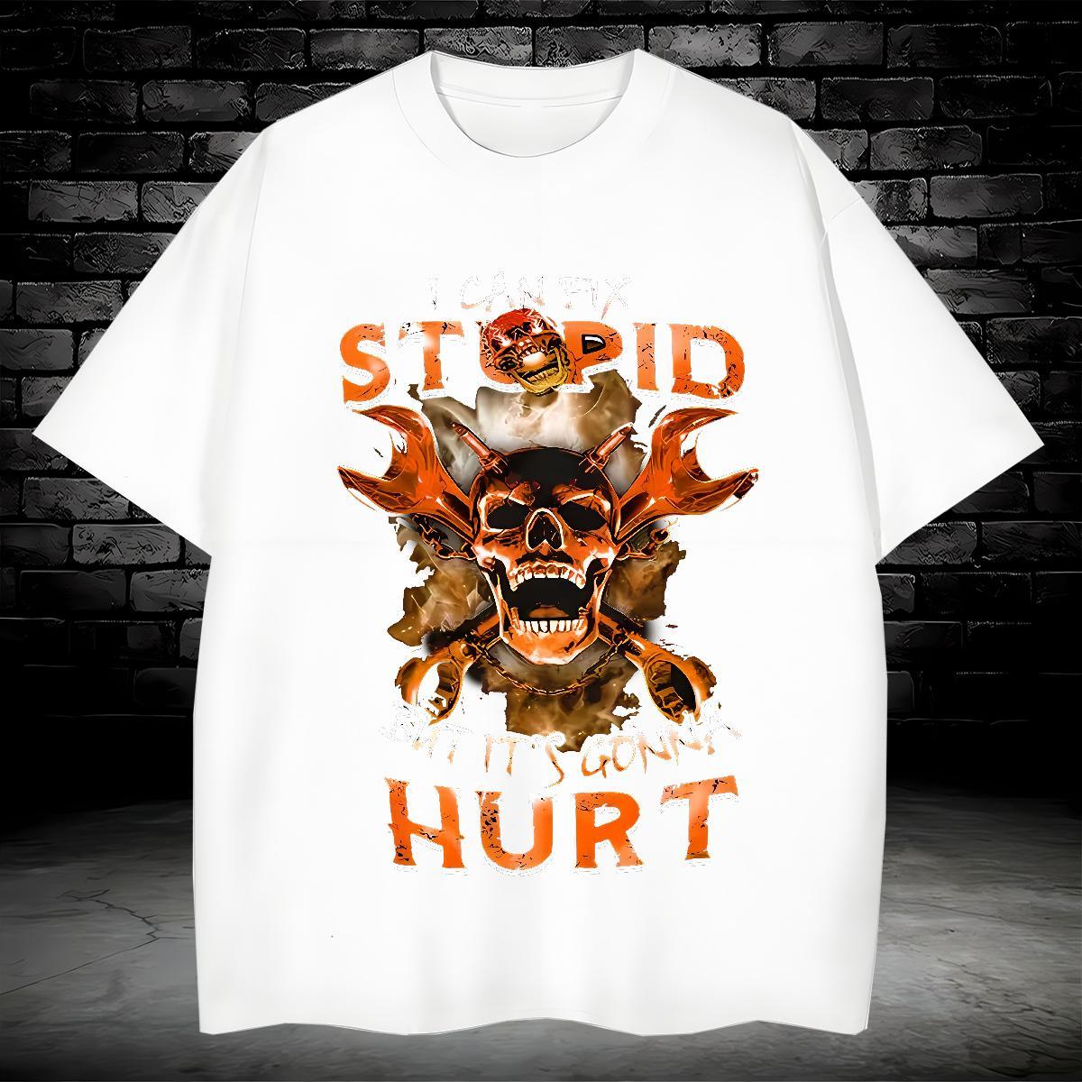 Cool Design Men T Shirts 230g Pure Cotton skull Sports Casual Custom Printing O-Neck Short Sleeve Couples T Shirts Casual New Tees