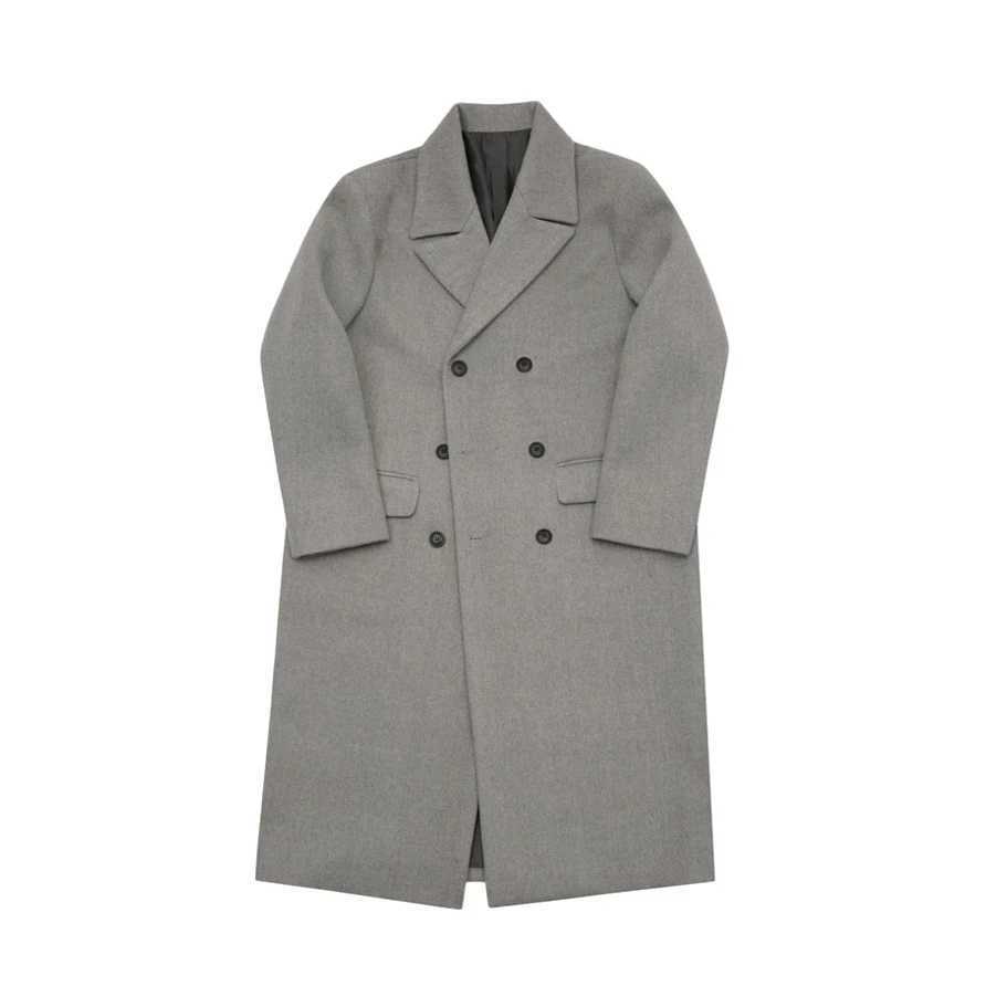 IEFB Woolen Coat Mens Korean Fashion Over The Knee Mid Length Winter Thickening Loose Double Breasted Warm Long Coat New 9Y4486 LX241010