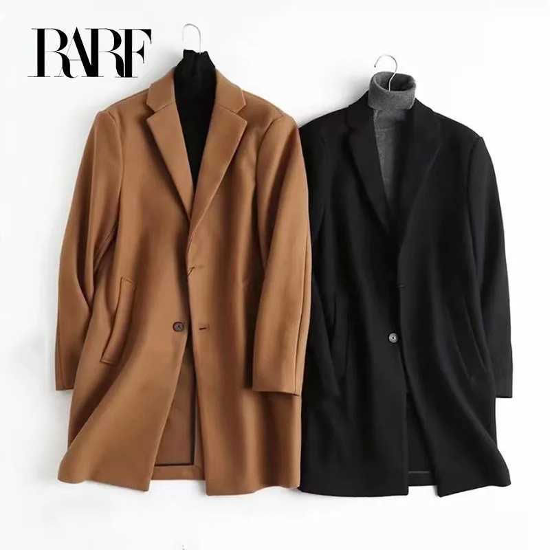 RARF Autumn 2024 new mens suit collar mid-length coat simple trench coat men LX241010