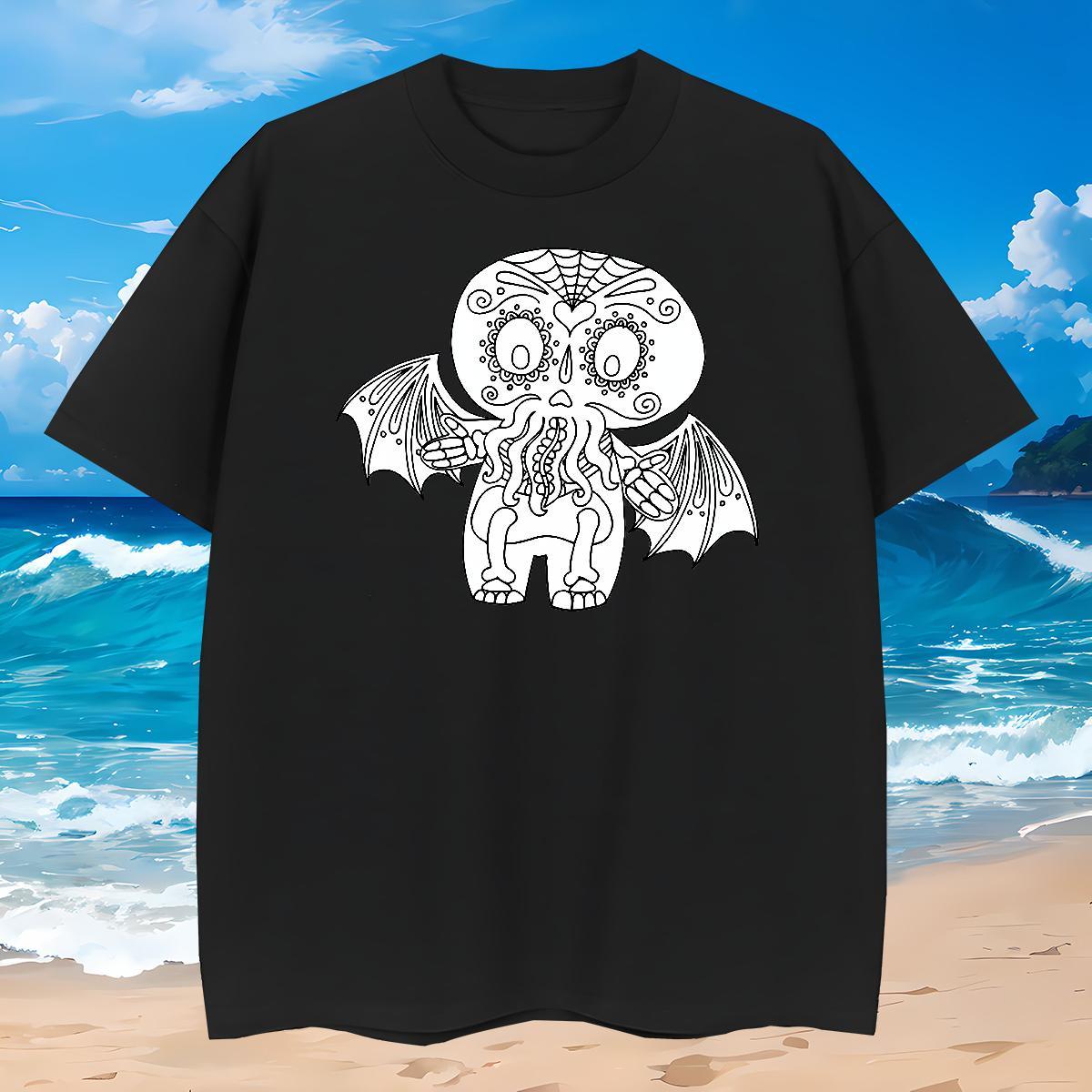 Cool Man T Shirts 230g Pure Cotton skull Daily Wear Oversized Breathable Crew Neck Couples T Shirts DIY Tops