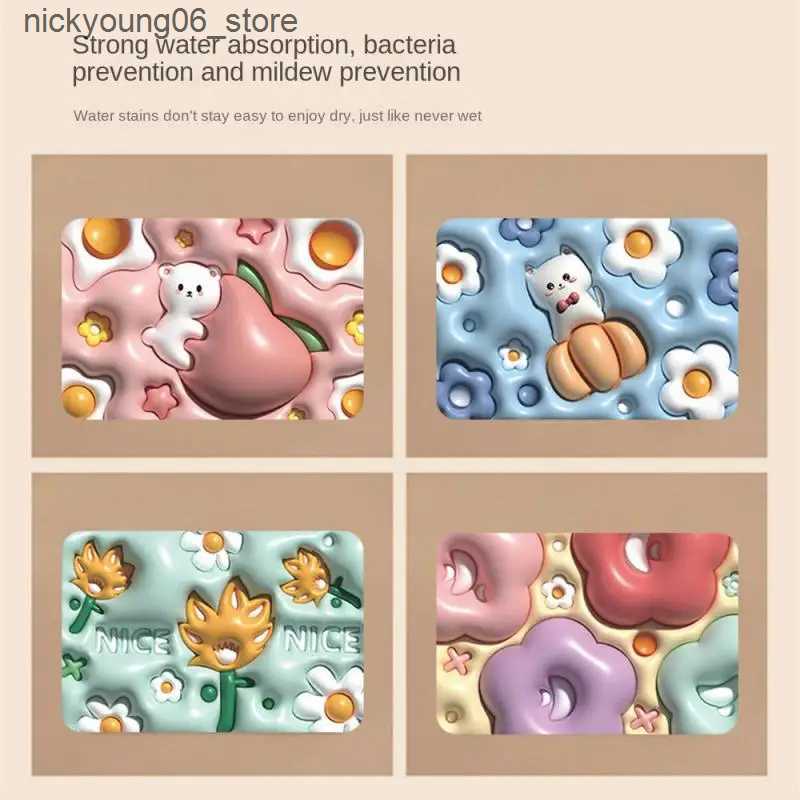 Non-Slip Bath Mats Quick-drying Floor Mat Household 3D Cartoon Pattern Bath Mats Absorbent Non-slip Diatom Mud Floor Mat Bathroom Accessories L240910