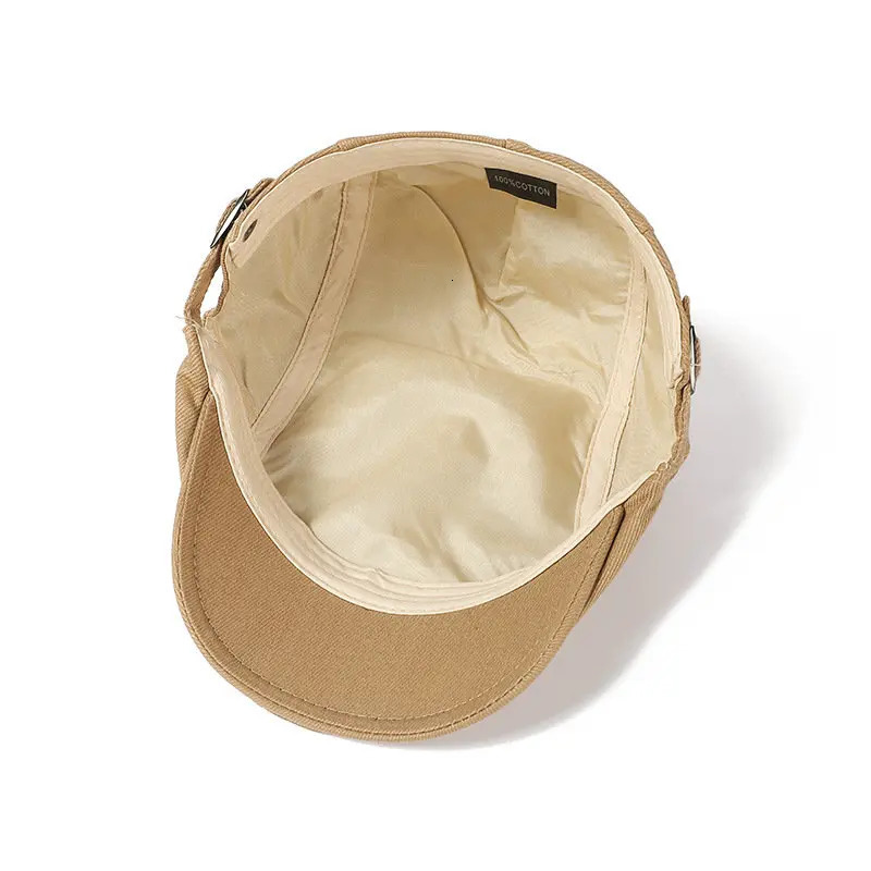 Cotton button flat top hat for men and women painters beret 241009