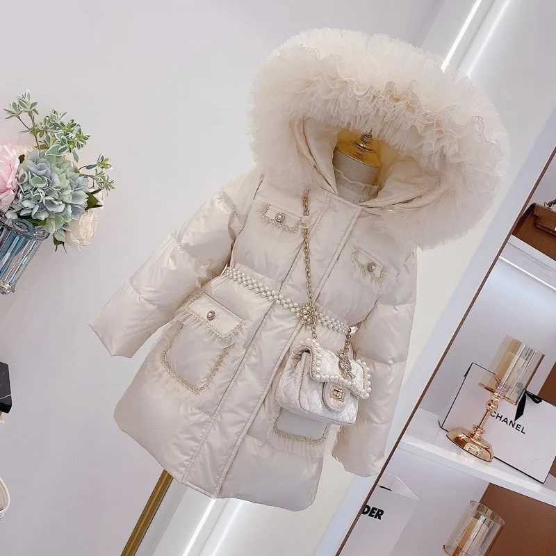 Down Coat 2024 Korean Autumn Winter Girls Parkas Waterproof Shiny Long Jacket Set for 5-14 Year Teenage Girls H241010