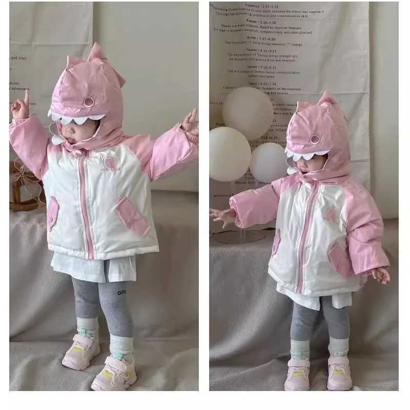 Down Coat 2 3 4 5 6 Years Autumn Winter Baby Boy Jacket Fashion Dinosaur Outerwear Hooded clothing Christmas Party Girls Coat s Clothes H241010