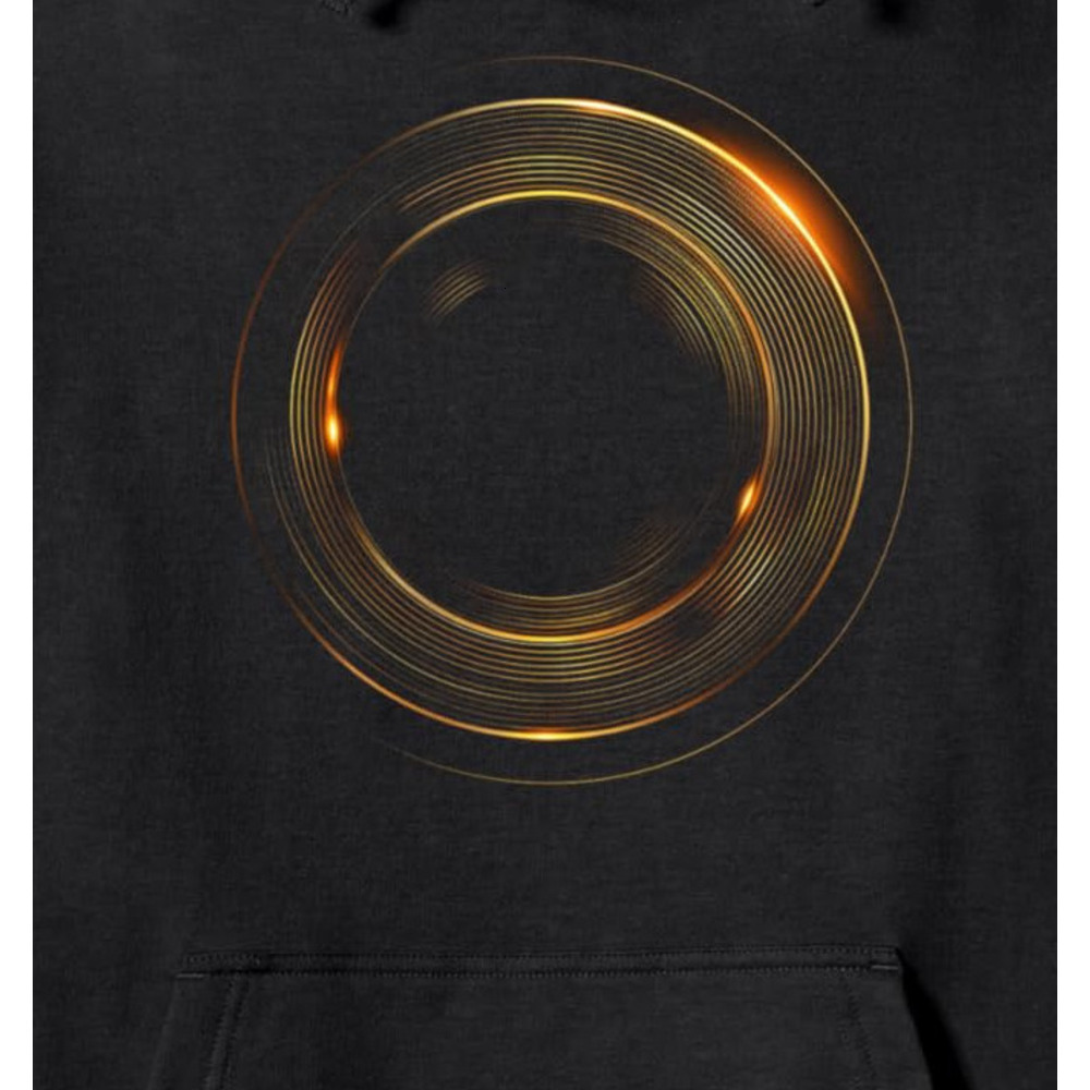 Hoodie for Mens Womens Artistic Golden Glowing Circular Abstract Modern Pattern Pullover Hoodie Graphic Pullover Long Sleeve