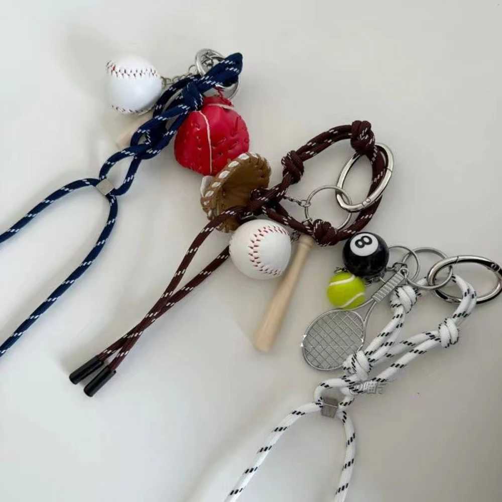 Keychains Lanyards Personalized Fashion Woven Nylon Rope Bag Pendant Tennis Baseball Braided DIY Decorate Part Accessories H250115