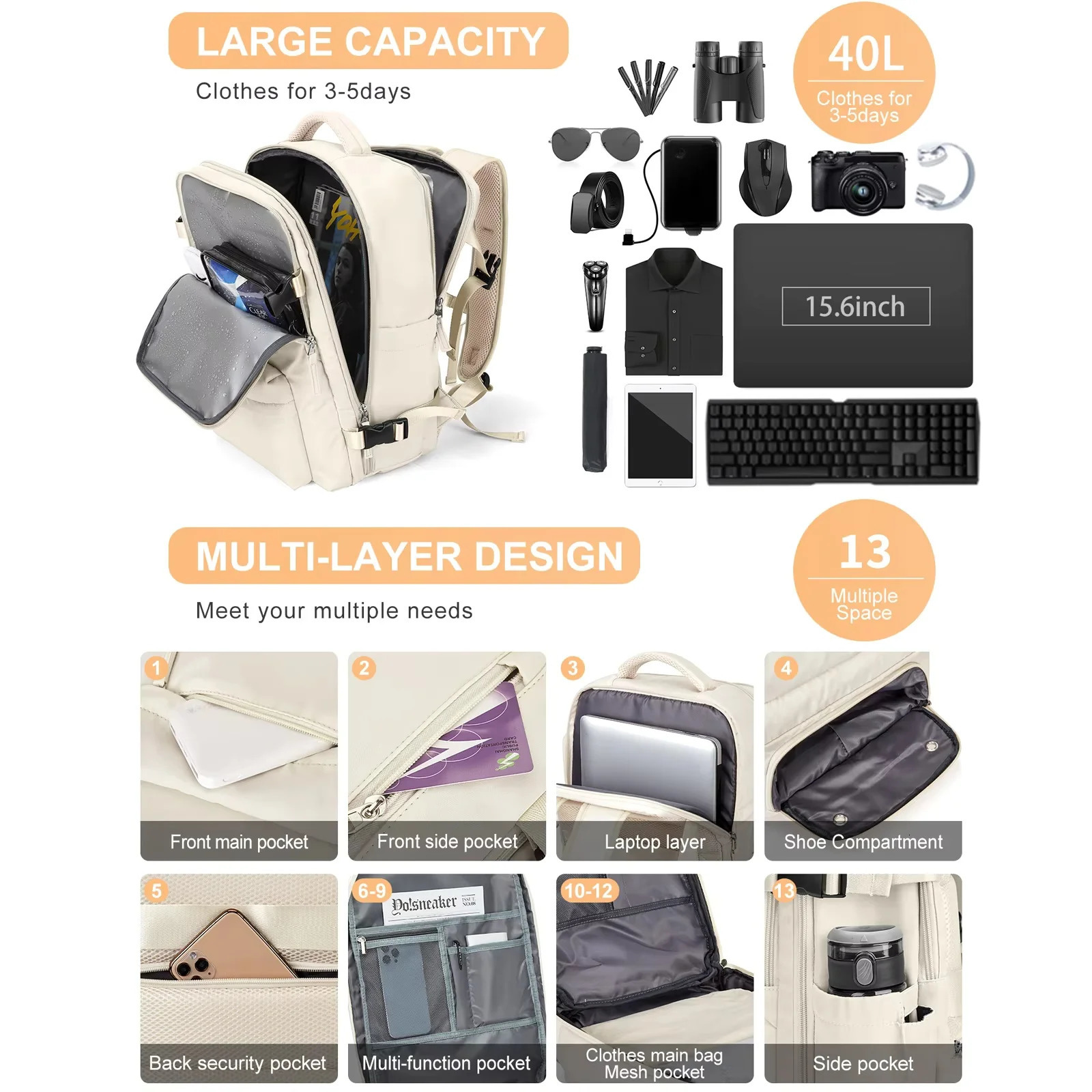 Cabin backpacks suitable for both women and men waterproof executive laptop airplane travel large university bags 241008