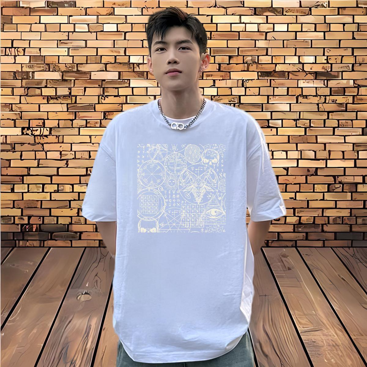 Cool Design T-Shirts 230g 100% Cotton skull Street wear Hip Hop Cartoon Printing M-4XL Breathable Short Sleeve Men Tops Tees 2024 Polos