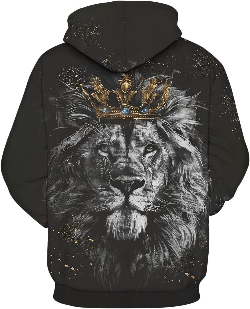 Hoodie for Mens Womens Lion Printed Mens Hoodies Cool Animal 3D Graphic Pullover Hooded Casual Long Sleeve Pockets Sweatshirt Graphic Hoodies sweatshi