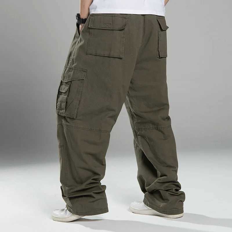 Large size 9XL 10XL 150KG autumn and summer mens cargo pants thick street pants hunting style pocket outdoor straight pants W241009