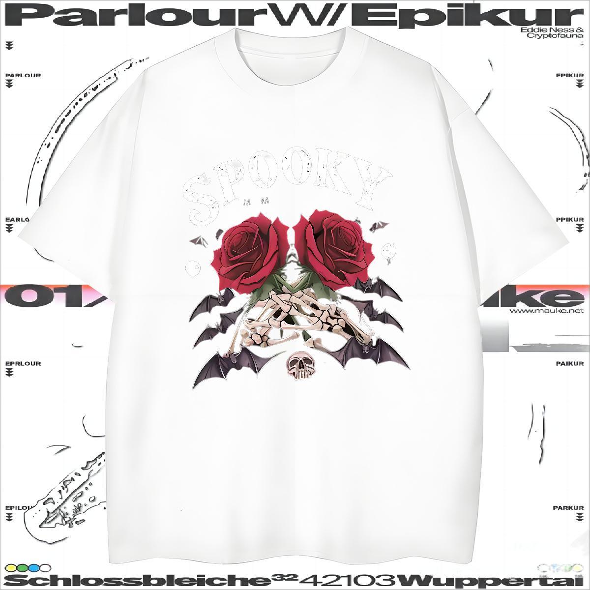 Classic Mens T Shirts 230g Cotton rose Home Outdoor Anime Print Breathable Tshirts Fashion Wear