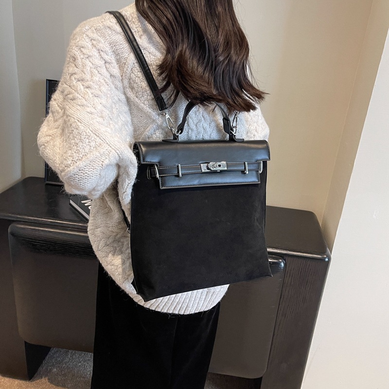 Handheld Commuting For Women 2025 New Trendy Korean Backpack Niche Large Capacity Frosted Leather Kelly Designer Bag