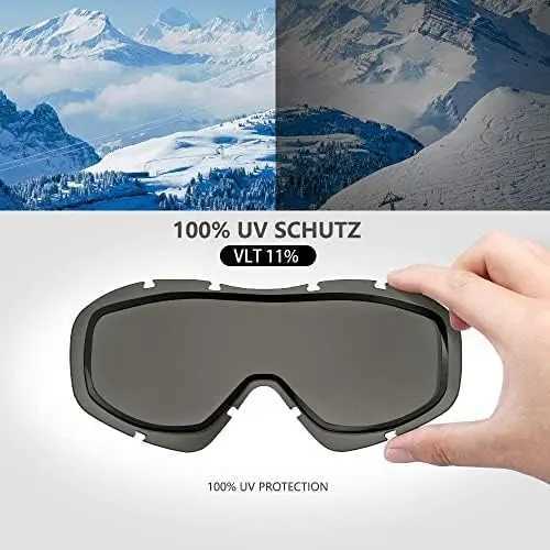Adult skiing goggles black glass skis 100% UV protection snow double fog magnetic protection CL241010