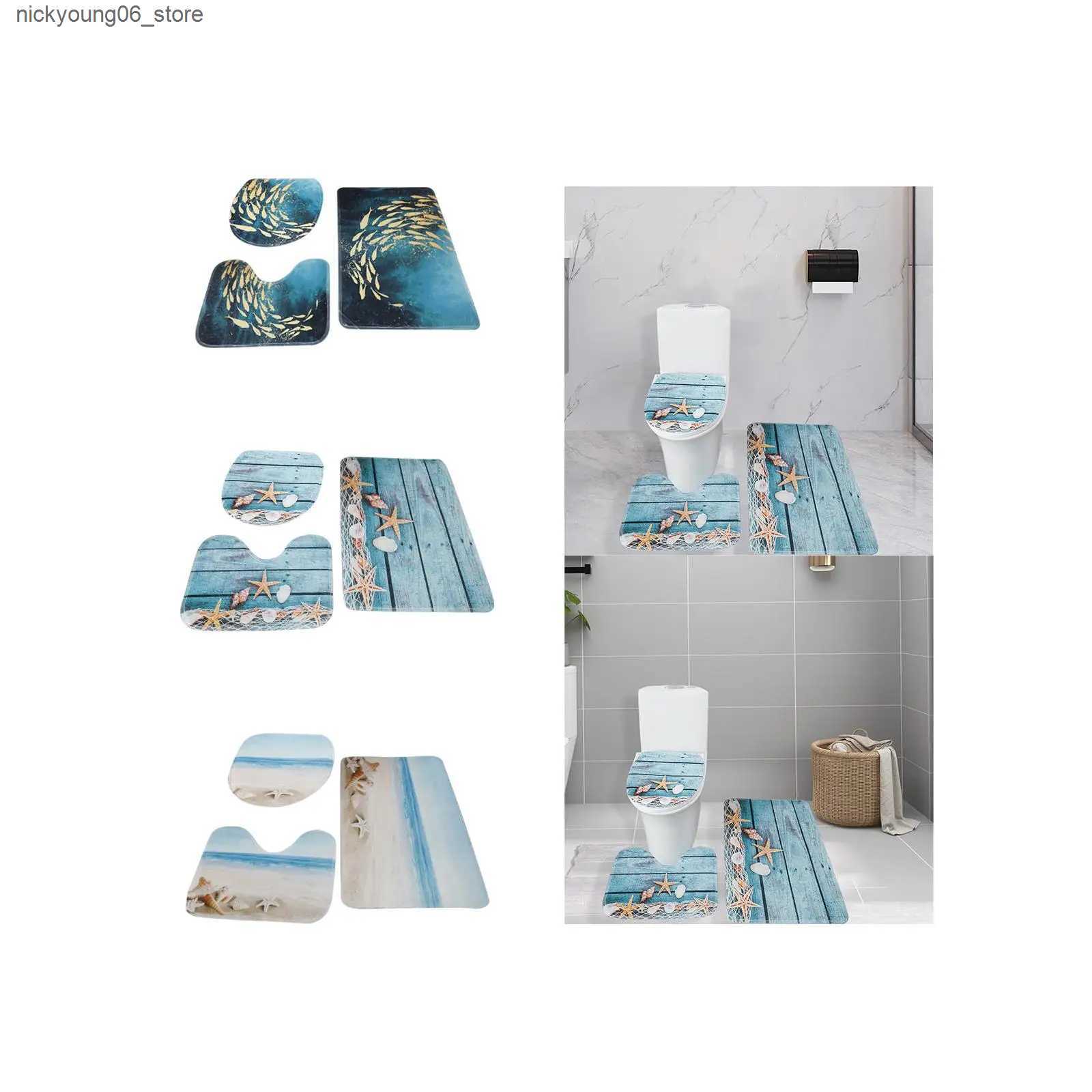 Non-Slip Bath Mats Bathroom Mat Set Non-Slip Step Mat with U-Shaped Toilet Rug Absorbent Bath L240910