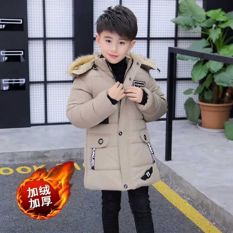 Down Coat Boys down jacket outerwear cotton 2023 blue warm thick winter plus childrens clothing H241010