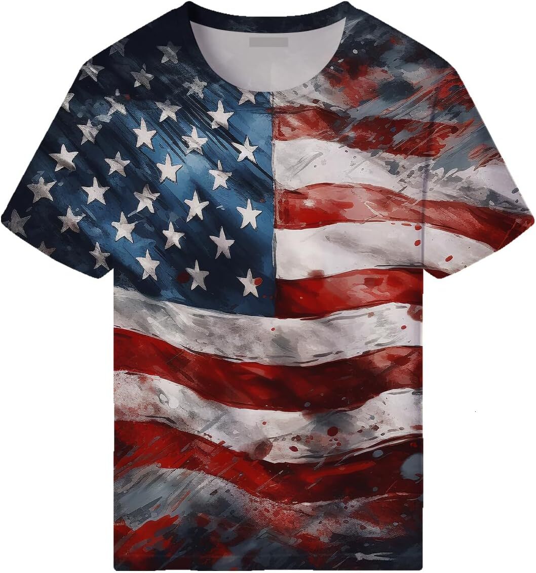 Mens T shirt American Flag Mens T-Shirts 3D Printed Flag Short Sleeve Shirt Patriotic Americans tee Casual tops summer clothes Short sleeve cool