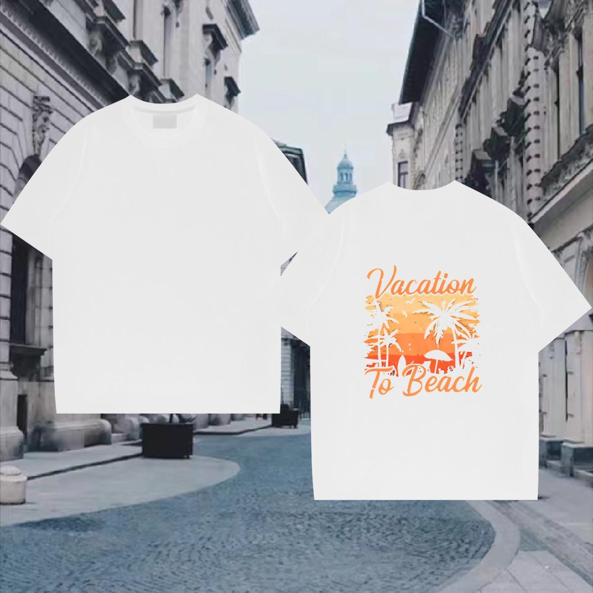 Unisex T Shirts Men 230g Cotton beach Hip Hop Street Custom Print Oversized Round Neck Short Sleeve Men Tshirts DIY Customized Tops Shirt