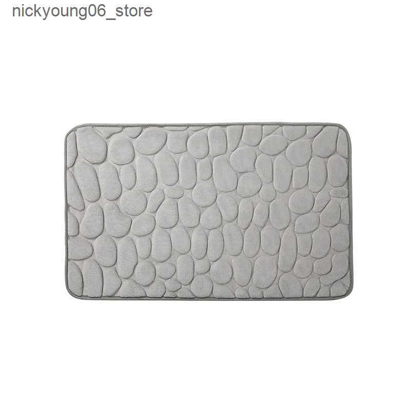 Non-Slip Bath Mats Cobblestone Emed Bathroom Bath Mat Coral Fleece Non-slip Carpet In Bathtub Floor Rug Shower Room Doormat Memory Foam Pad L240910