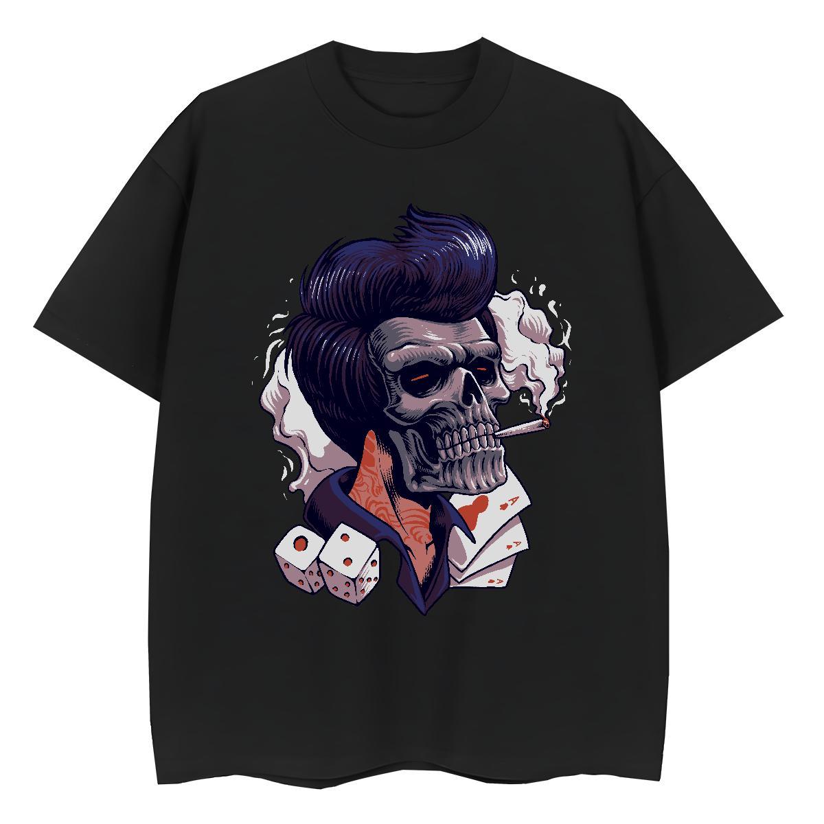 Brand Men T Shirts 230g Cotton skull Anime Printing Street DIY Anime Breathable Crew Neck Men Clothes T-Shirt Designer Tees Shirts