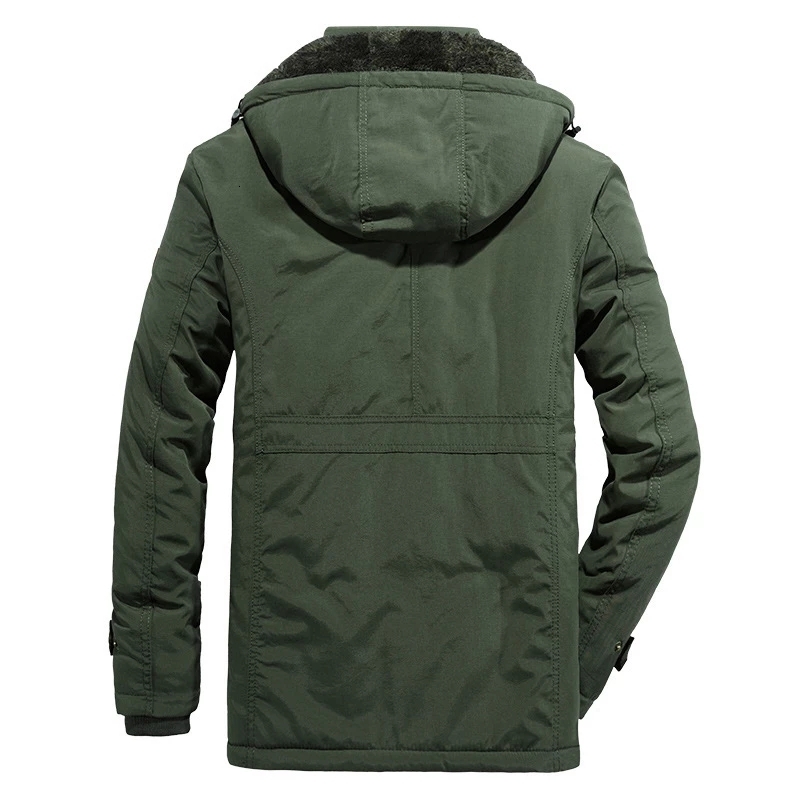 Big Size Multi-Pocket Men's Winter Jacket Fleece Ning Outdoor Parka Coat Hooded Windbreaker Military Thick Warm Outerwear