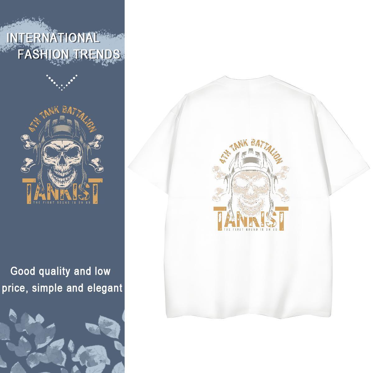 New T Shirt For Woman 230g Pure Cotton Breathable Spring Summer skull Women Tees Comfortable DIY Anime Printed Tops