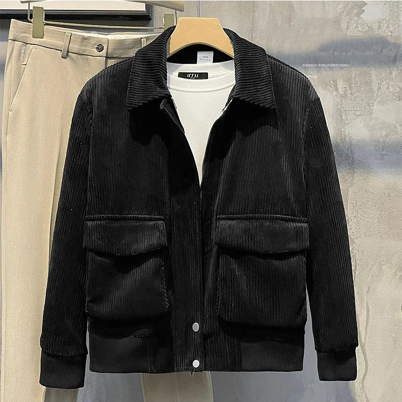 Fashion mens clothing top Corduroy jacket Korean version mens fashion spring and autumn jacket 241009