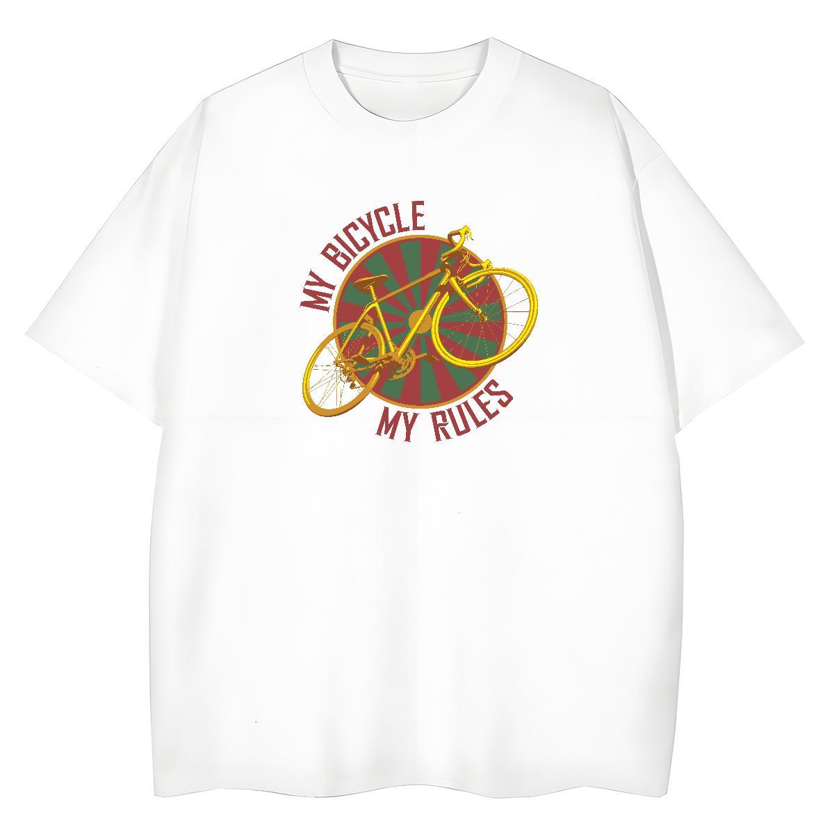 2024 Casual T-Shirts 230g Cotton Breathable Short Sleeve Daily Outfit bicycle Woman Tshirt Soft Floral Print Tees Shirts