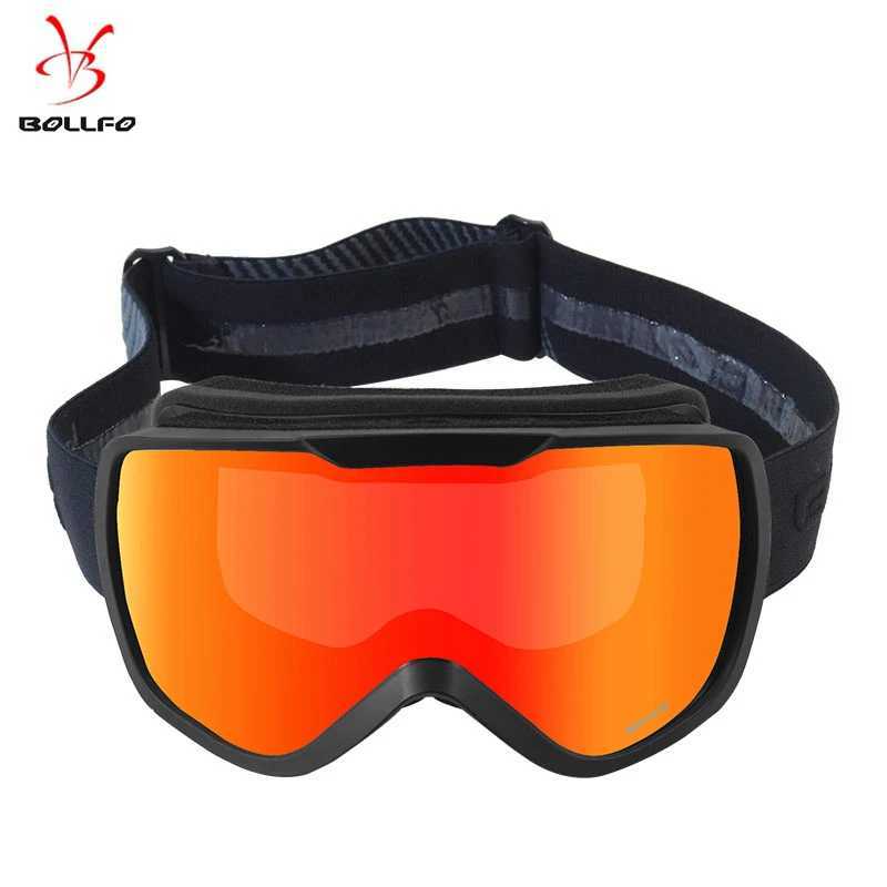 BOLLFO 2022 brand professional ski goggles double-layer lens anti fog UV400 ski goggles mens snow goggles gift bag CL241010