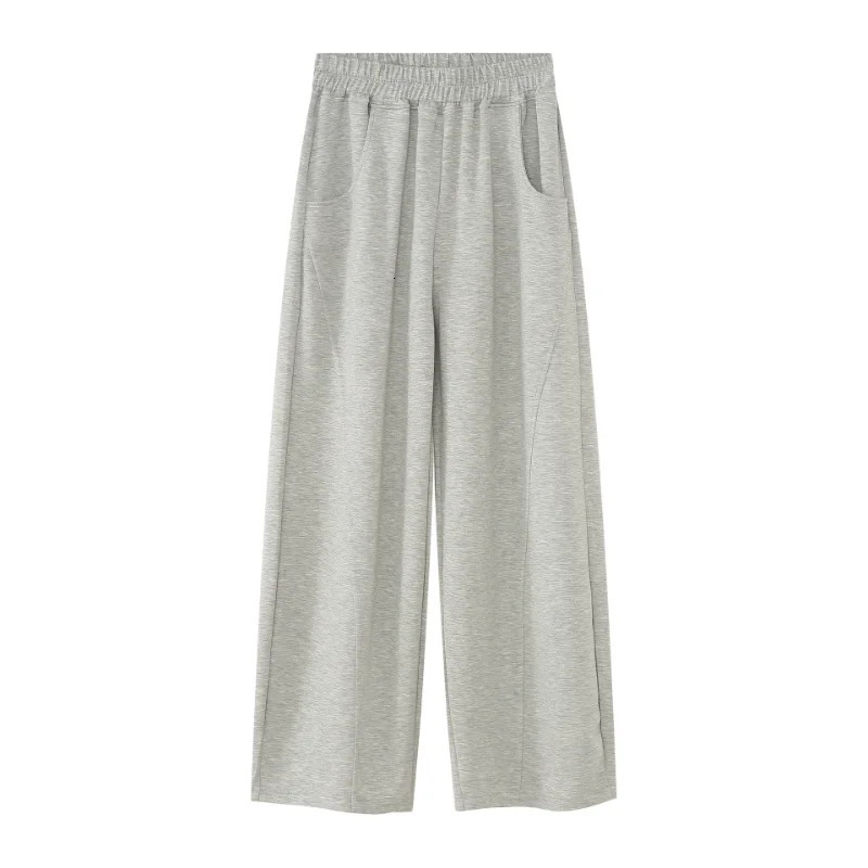 HOUZHOU baggy sweatpants mens wide leg casual pants oversized gray Trouser loose Korean street clothing patch 241010