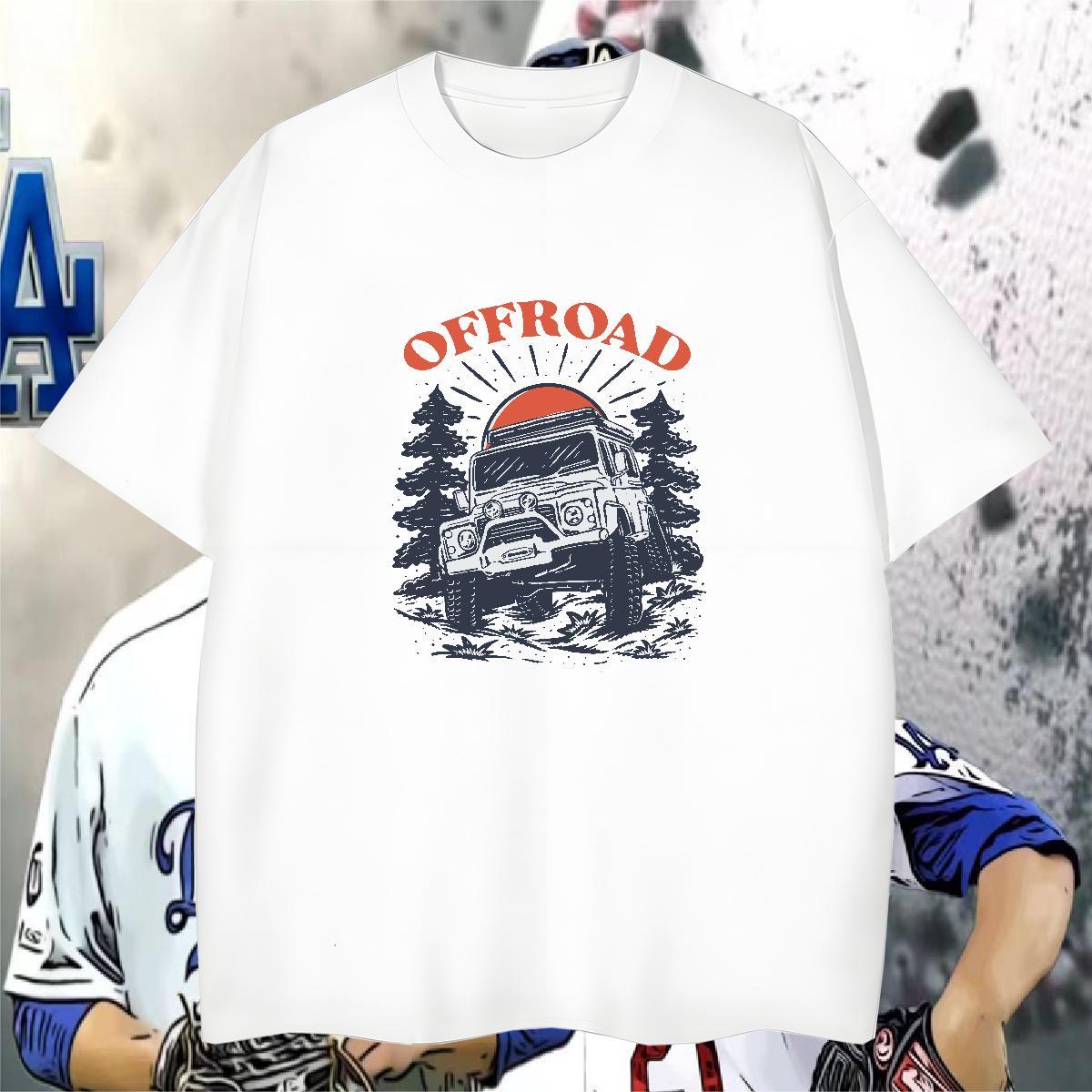 Loose T shirt 100% Cotton 230g car Outdoor Custom Cartoon Short Sleeve Soft Tshirt for Man Woman 2024 Designer Tees