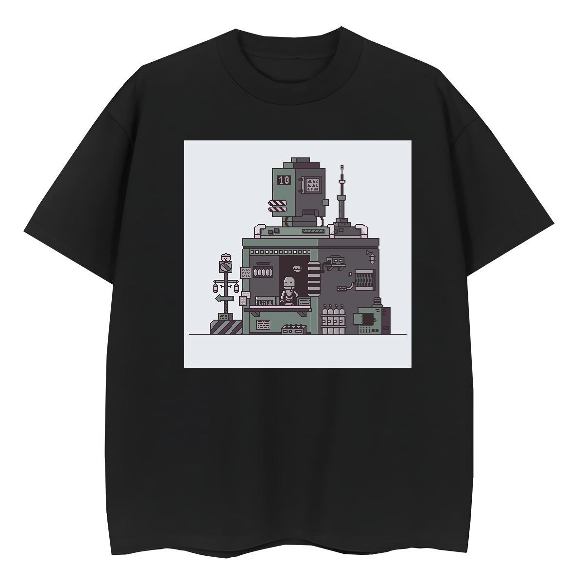 Cool T Shirts Men 100% Cotton 230g robot Hip Hop Street Anime Print Crew Neck Men Clothes T-Shirt New Tshirts