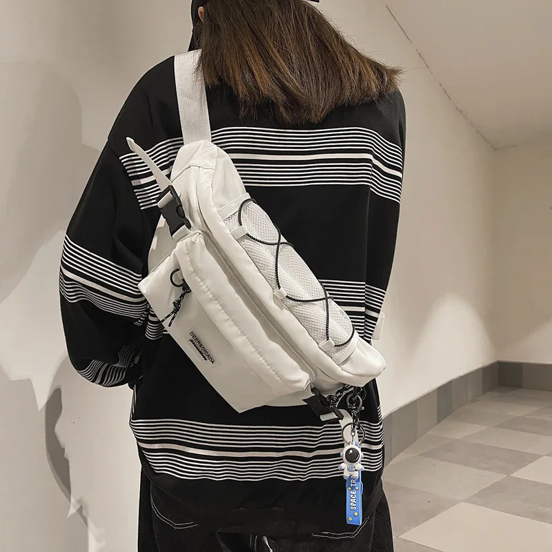 Street Hip Hop Waist Bag High Capacity Neutral Chest Bag Shoulder Bag Fashion Trend Fanny Bag Womens Nylon Belt Bag Wallet 241008