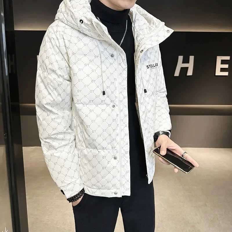 Men's Down Parkas Trendy Mens Hooded Down Jacket 2024 New Winter Thickened Casual Top Loose Fit Warm Comfortable Outwear Hooded Coats Y241009R4NL