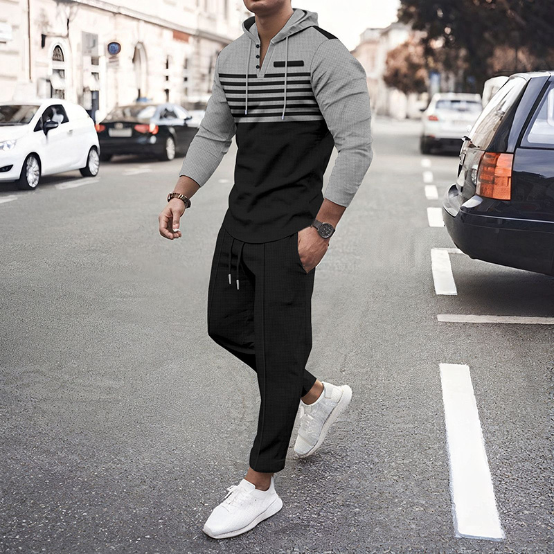 Fashion high quality striped mens long tracksuit running wear sets Luxury Hoodie Designers Hoodies Pants Suits Set Classic T Shirts Tees Clothes Sweat
