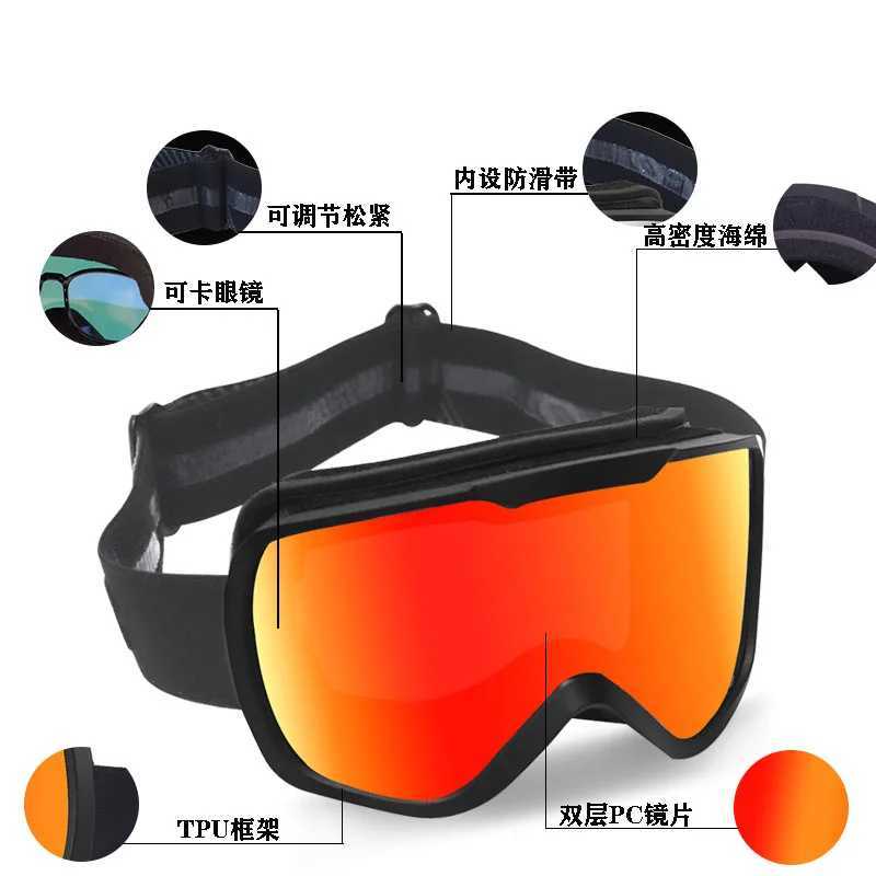BOLLFO 2022 brand professional ski goggles double-layer lens anti fog UV400 ski goggles mens snow goggles gift bag CL241010