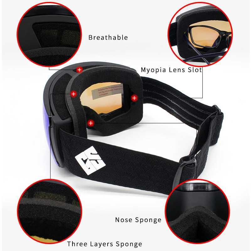 Outdoor new skiing goggles anti fog snow mobile goggles sports skis skiing mountain goggles CL241010